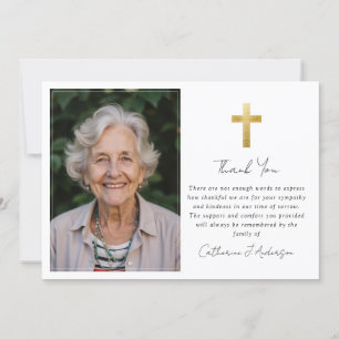 Tarjeta De Agradecimiento Funeral de la foto cruzada de oro de la simpatía