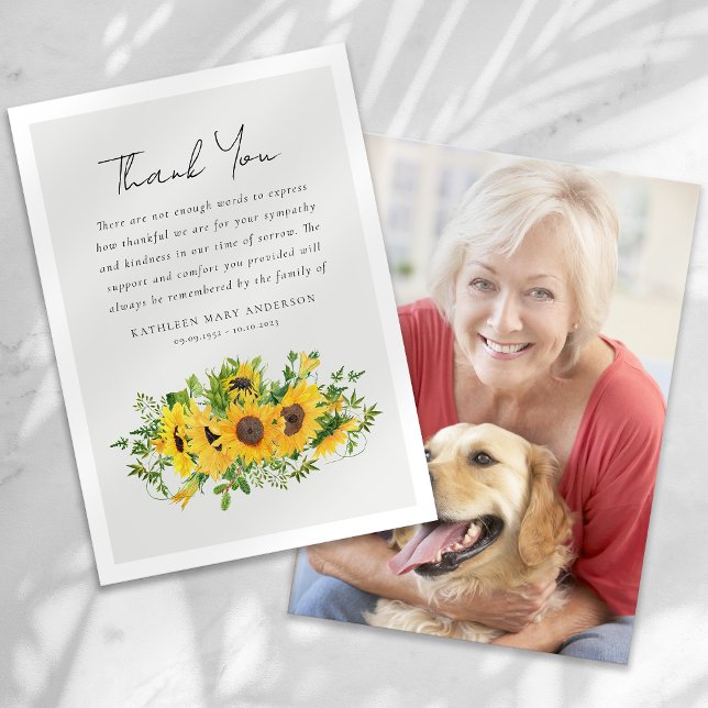 Tarjeta De Agradecimiento Funeral de la foto de los girasoles (Subido por el creador)