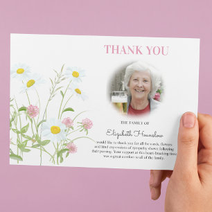 Tarjeta De Agradecimiento Funeral de la foto de Wildflower Daisy
