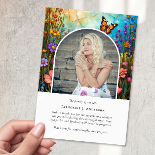 Tarjeta De Agradecimiento Funeral de la foto en homenaje a la flor de maripo