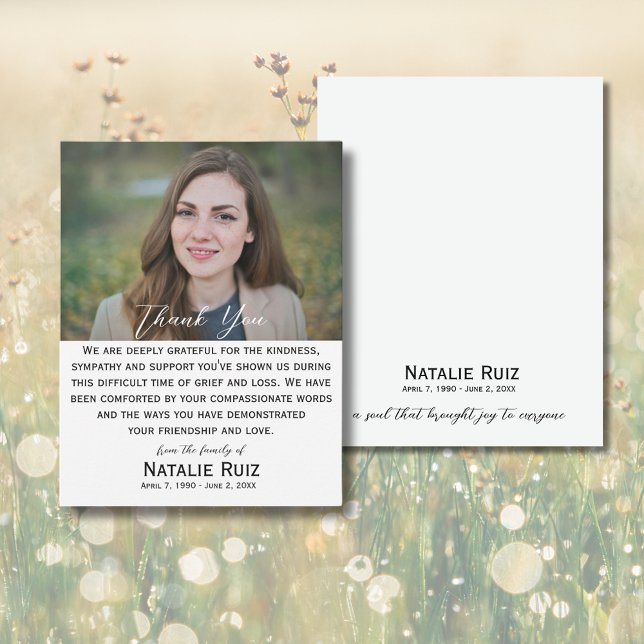 Tarjeta de agradecimiento funeral de la foto moder (Subido por el creador)