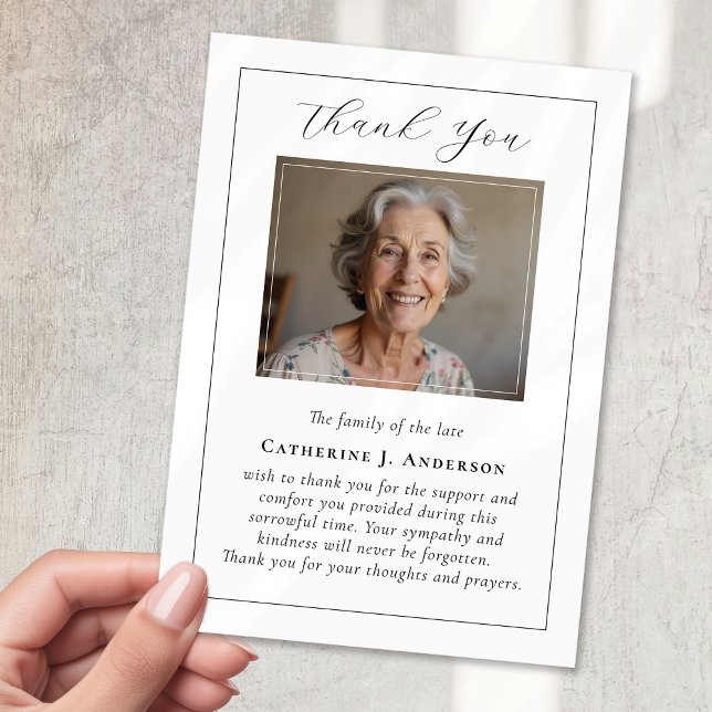 Tarjeta De Agradecimiento Funeral de la fotografía de caligrafía clásica (Subido por el creador)