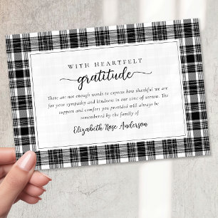 Tarjeta De Agradecimiento Funeral de la simpatía de la placa blanca negra
