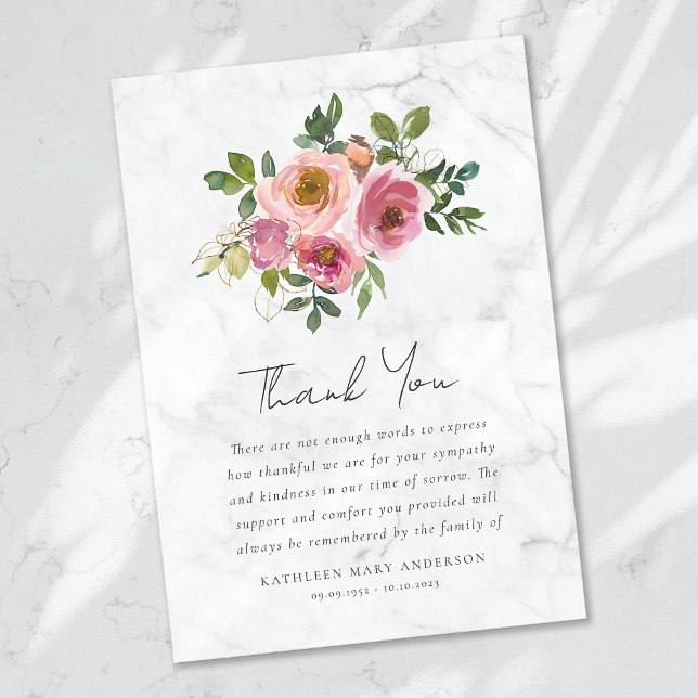 Tarjeta De Agradecimiento Funeral de la simpatía floral de rosas rosas rosas (Subido por el creador)