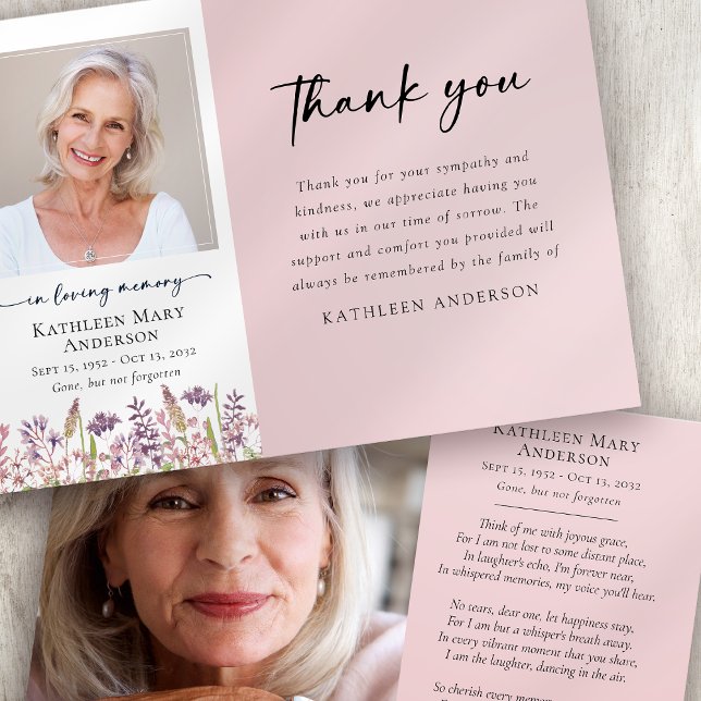 Tarjeta De Agradecimiento Funeral de la simpatía por las flores silvestres r (Subido por el creador)
