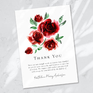 Tarjeta De Agradecimiento Funeral de la simpatía por las rosas rojas
