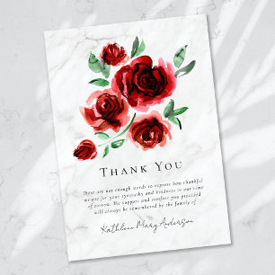 Tarjeta De Agradecimiento Funeral de la simpatía por las rosas rojas