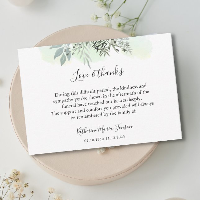 Tarjeta De Agradecimiento Funeral de la solidaridad con la vegetación del gu (Subido por el creador)