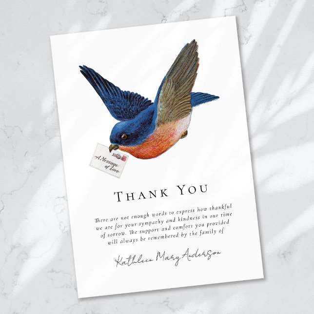 Tarjeta De Agradecimiento Funeral de la solidaridad con las aves azules (Subido por el creador)