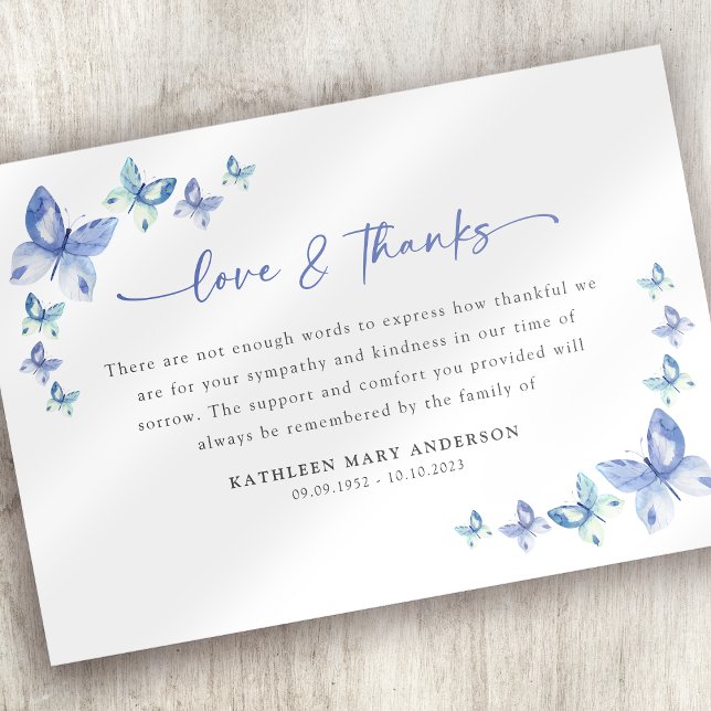 Tarjeta De Agradecimiento Funeral de las mariposas simpáticas (Subido por el creador)