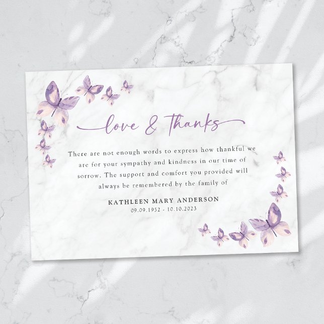 Tarjeta De Agradecimiento Funeral de las mariposas simpáticas (Subido por el creador)