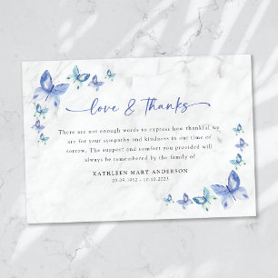 Tarjeta De Agradecimiento Funeral de las mariposas simpáticas