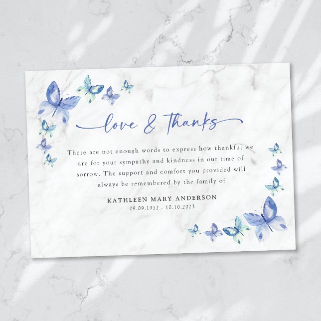 Tarjeta De Agradecimiento Funeral de las mariposas simpáticas (Subido por el creador)