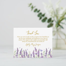Tarjeta de agradecimiento funeral de lavanda por d