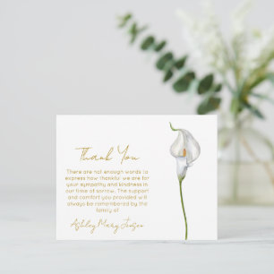 Tarjeta de agradecimiento funeral de lirio calla d