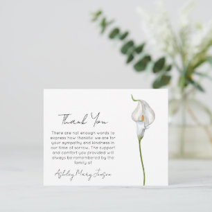Tarjeta de agradecimiento funeral de lirio calla d
