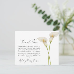 Tarjeta de agradecimiento funeral de lirio calla d
