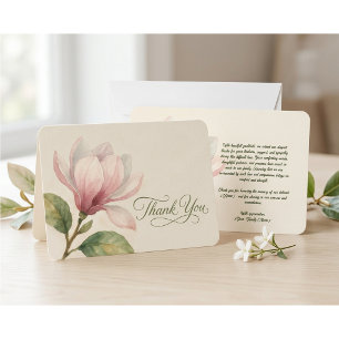 Tarjeta de agradecimiento funeral de magnolia acua