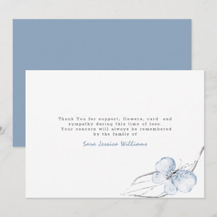Tarjeta De Agradecimiento Funeral de mariposa azul claro