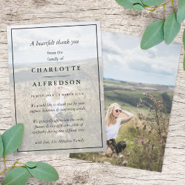 Tarjeta De Agradecimiento Funeral de Moda elegante | Simpatía fotográfica Mi