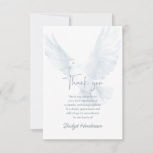 Tarjeta de agradecimiento funeral de paloma blanca