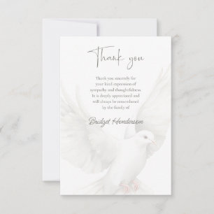 Tarjeta de agradecimiento funeral de paloma blanca