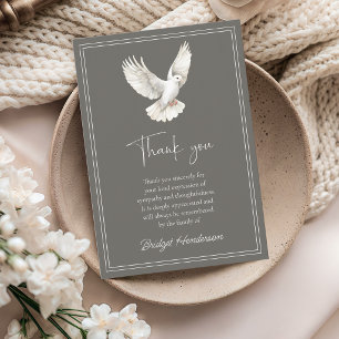Tarjeta de agradecimiento funeral de paloma blanca