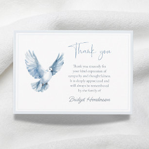 Tarjeta de agradecimiento funeral de paloma blanca