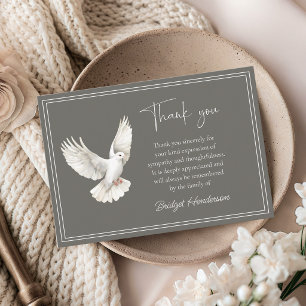 Tarjeta de agradecimiento funeral de paloma blanca