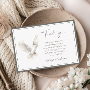 Tarjeta de agradecimiento funeral de paloma blanca