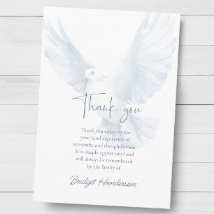 Tarjeta de agradecimiento funeral de paloma blanca