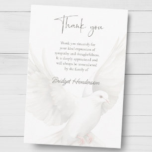Tarjeta de agradecimiento funeral de paloma blanca