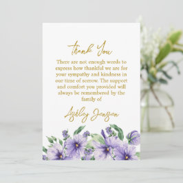 Tarjeta de agradecimiento funeral de pensamiento d