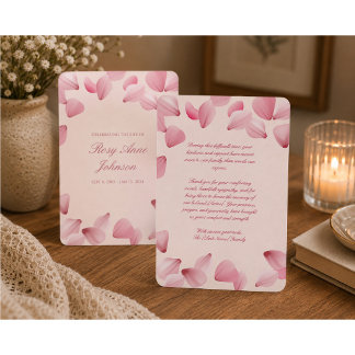 Tarjeta de agradecimiento funeral de pétalos de ro