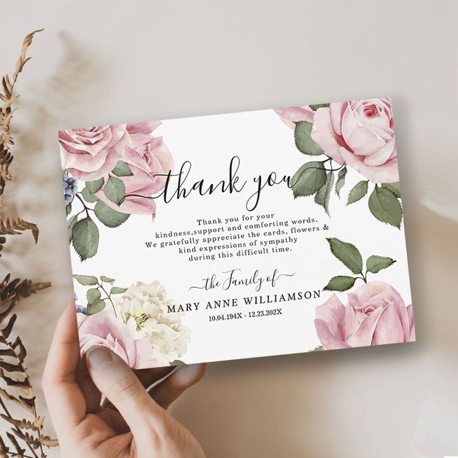 Tarjeta de agradecimiento funeral de rosas (Subido por el creador)