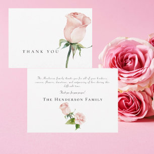 Tarjeta de agradecimiento funeral de rosas rosadas
