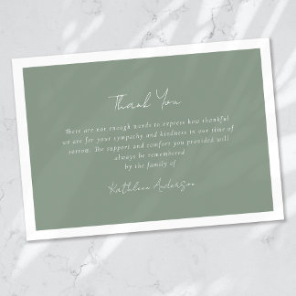 Tarjeta De Agradecimiento Funeral de Sage Green Sympathy