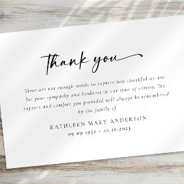 Tarjeta De Agradecimiento Funeral de script simple