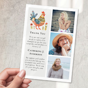 Tarjeta De Agradecimiento Funeral de simpatía por fotografía de pollo de art