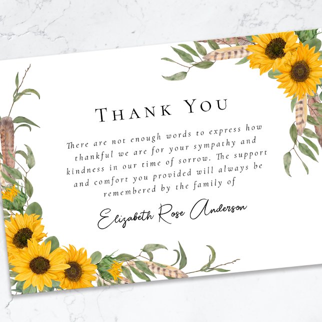 Tarjeta De Agradecimiento Funeral de Sympathy Sunflowers (Subido por el creador)