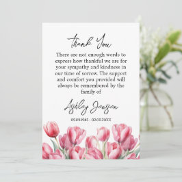 Tarjeta de agradecimiento funeral de tulipán de si