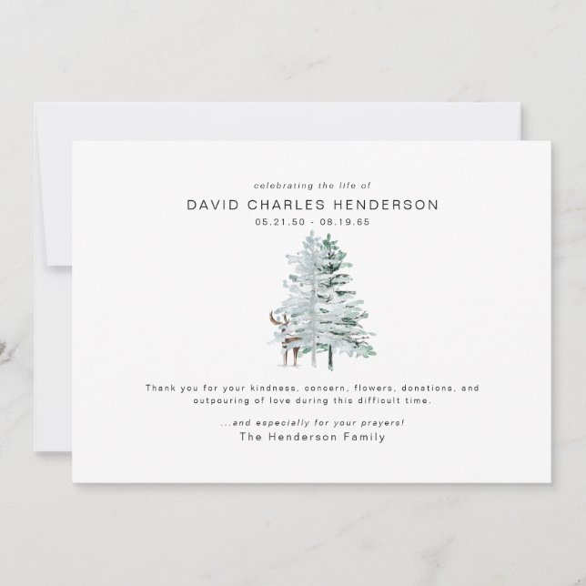 Tarjeta De Agradecimiento Funeral de Woodland Deer Bereavement (Anverso)