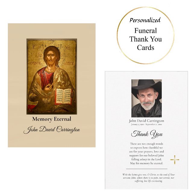 Tarjeta De Agradecimiento Funeral del icono cristiano ortodoxo de Jesucristo (Subido por el creador)