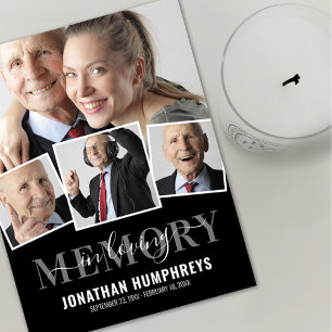 Tarjeta De Agradecimiento Funeral elegante de 4 fotos