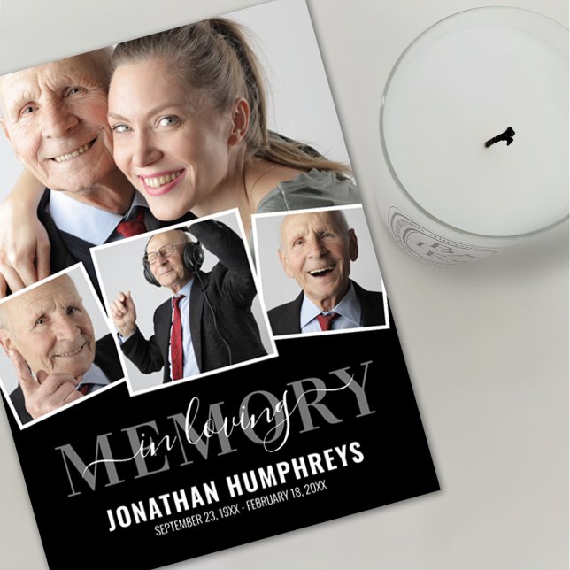 Tarjeta De Agradecimiento Funeral elegante de 4 fotos (Subido por el creador)