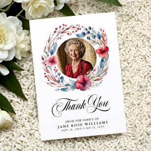 Tarjeta De Agradecimiento Funeral elegante de fotografía floral
