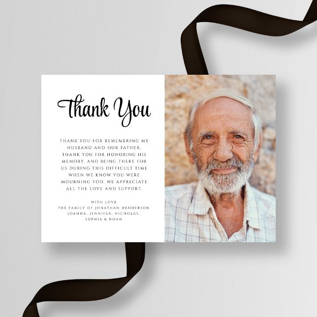 Tarjeta De Agradecimiento Funeral elegante de la escritura de simpatía (Elegant Sympathy Script Photo Funeral Thank You Card)