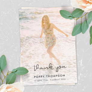 Tarjeta De Agradecimiento Funeral Elegante   Fotos de Recuerdo Chic Condolen