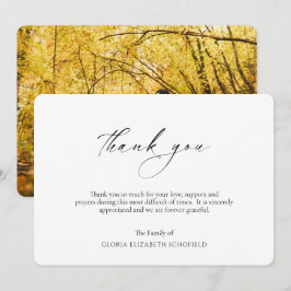 Tarjeta De Agradecimiento Funeral elegante minimalista de foto moderna