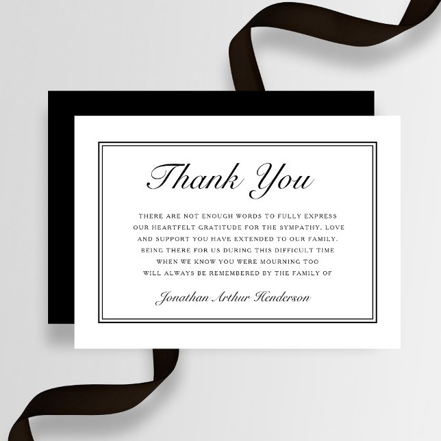 Tarjeta De Agradecimiento Funeral Elegante Simple Script Sympathy (Elegant Simple Script Sympathy Funeral Thank You Card)